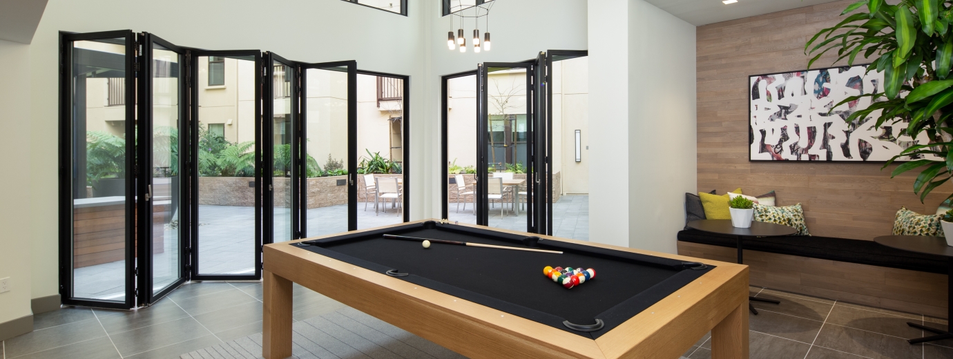 Pool table with the sitting area